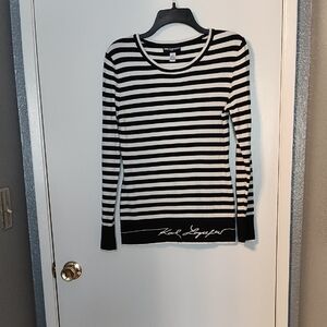 Karl Lagerfeld Monochrome Striped Long Sleeve Top